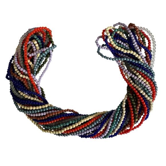 Vintage Twist A Bead 80s Necklace 14 Strands Multicolor  - Picture 1 of 4